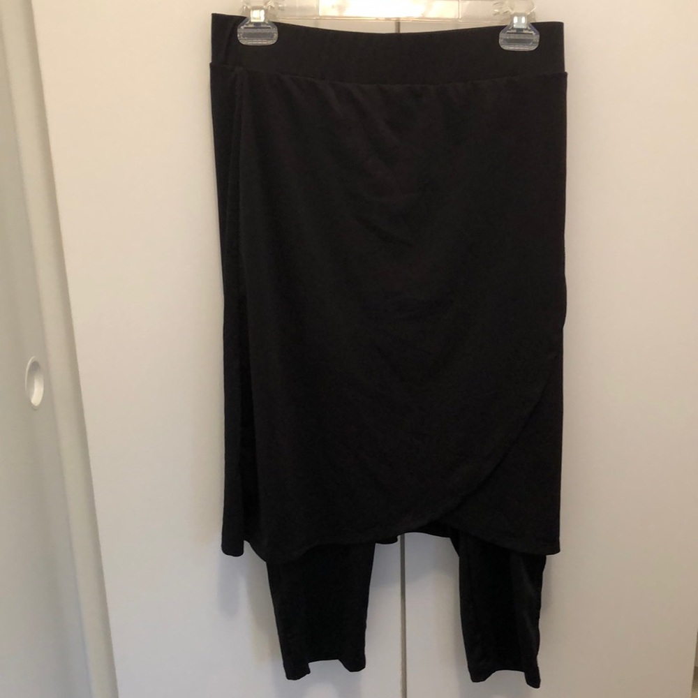 SNOGA ATHLETICS! Black Midi Length Wrap Skirt with 3/4 attached Black Leggings